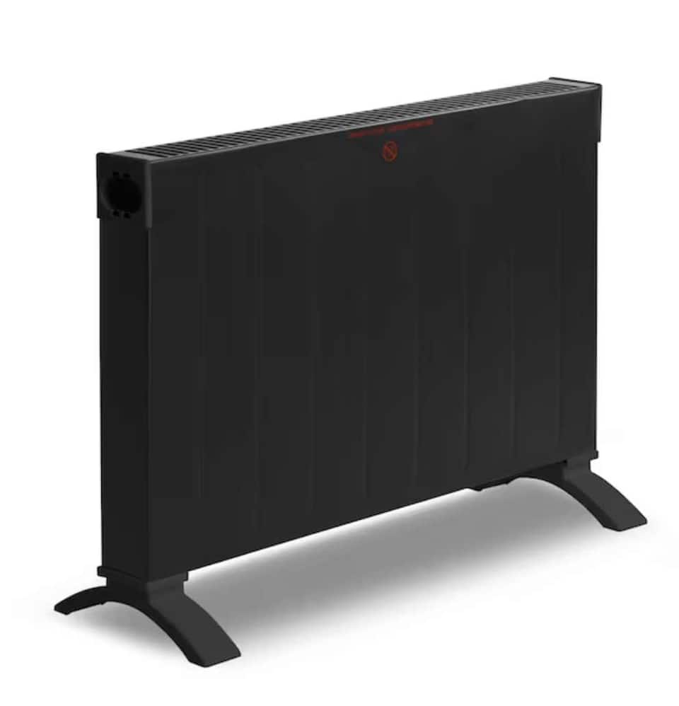 Fekete 2500 W-os konvektoros hősugárzó álló lábakon